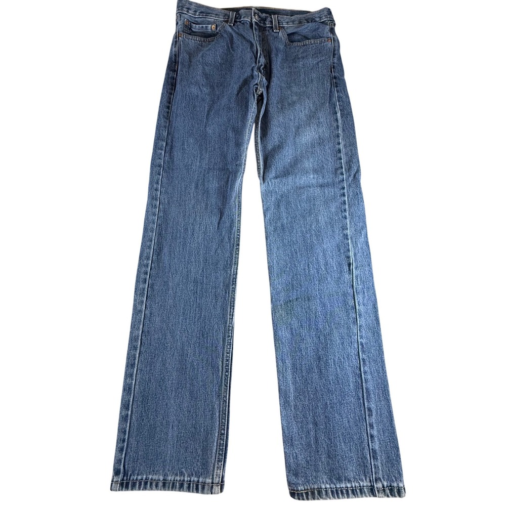 Levis 505 Regular Fit Straight Leg Mens Jeans Medium Wash Blue 36x32 (36x34 Tag)